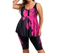 Hanna Nikole - Conjunto de Tankini para mujer, talla grande, oculta el abdomen, push up, de dos piezas, con alta cintura, traje de baño de verano, top de tankini con pantalones de baño, XL