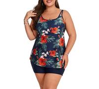 Hanna Nikole Conjunto De Tankinis para Mujer, Ropa De Playa, Bañadores De Dos Piezas para Chubby Azul Marino Flor 50