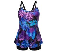 Hanna Nikole Tankinis con Control De Barriga para Mujer, Traje De Baño Envolvente De Verano, Traje De Baño De Dos Piezas para Chubby Purple Pineapple 48