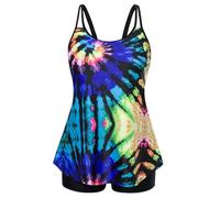 Hanna Nikole Traje De Baño De Dos Piezas para Mujer con Control De Barriga para Chubby Colorful Años 60