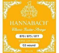 Hannabach Cuerdas Para Guitarra Clasica G3/Sol3 Nylon Entorchado, Cobre Plateado, Tension Muy Baja