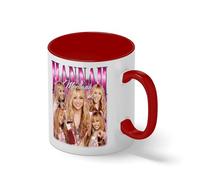 Hannah Montana Vintage Y2K Pop Star Collage Mug - 2000s Nostalgia Retro Coffee Cup Gift Blanco Taza Aro y Mango Con Rojo Mug