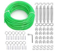 hannger Cable de alambre de 5 mm y kit de candados M6, cuerda de acero de 30 m con ojales, alambre tensor revestido de PVC, tensor para jardín, cuerda de tendedero, ayuda para plantas trepadoras,