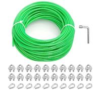 hannger Cuerda de alambre de 3/16 pulgadas, cable de acero recubierto de PVC de 100 pies, cable de metal ideal para soporte de plantas trepadoras, patio, jardín, decoración para exteriores, línea de
