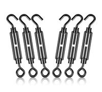hannger Gancho y ojo decorativo negro de alta calidad, 6 tensores M5 para apretar cables, tensor de cuerda de alambre ajustable para sombra, vela, valla, tienda de campaña, instalación para colgar