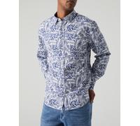 Hannibal Laguna Camisa de hombre con estampado vegetal. Azul oscuro XL (XL)
