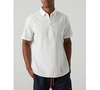 Hannibal Laguna Camisa de hombre de lino de manga corta. Blanco L (L)