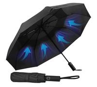 Hannstar Paraguas - Paraguas de bolsillo - Apertura y cierre automático - Pequeño, compacto, ligero, fuerte, resistente al viento y a prueba de tormentas, toldo doble ventilado para hombre y mujer,