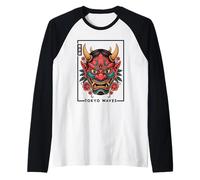 Hannya Oni Máscara Diablo Yokai Demonio Japonés Tatuaje Máscara Oni Camiseta Manga Raglan