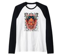 Hannya Oni Máscara Diablo Yokai Demonio Japonés Tatuaje Máscara Oni Camiseta Manga Raglan