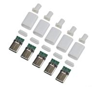 HanOaki 5 conectores USB 3.1 tipo C/macho con almohadillas de soldadura de placa PCB y resistencia de 56 K para un montaje de cable fiable y un ajuste seguro, carcasa negra o blanca (blanco)