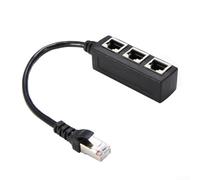 HanOaki Adaptador de cable de red Ethernet divisor 1 a 3 RJ45 con conectores chapados en oro y diseño de PCB, compatible con extensión LAN y uso multidispositivo