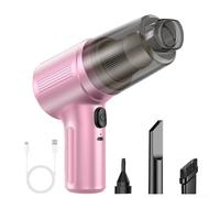 HanOaki Aspiradora de coche recargable de 1200 mAh potente succión portátil para mini aspiradora removedor de polvo con múltiples boquillas para uso de limpieza del hogar del vehículo (rosa)