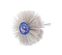 HanOaki Cepillo abrasivo de nailon de 80 mm para herramientas giratorias, carpintería, pulido de metal, vástago de 6 mm, grano 80-600, cerdas elásticas resistentes, molienda rápida, paquete individual