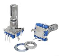 HanOaki Codificador giratorio digital EC11 de mitad/ciruela, 20 pulsos, botón integrado, ajuste de precisión de 360 grados, cuerpo de metal, azul, compatible con electrónica industrial y de bricolaje