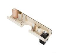 HanOaki Estante de almacenamiento de baño sin taladro, estante para fregadero, diseño de ahorro de espacio, soporte de acero al carbono ABS para lavabo, inodoro, espejo, uso del inquilino (blanco)