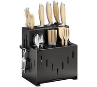 HanOaki Estante de almacenamiento de utensilios con cubo de cuchara para uso en encimera de cocina, fabricado con acero al carbono fuerte, ofrece un almacenamiento eficiente que ahorra espacio para