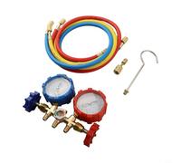 HanOaki Juego de manómetros de doble puerto de latón, con 3 mangueras codificadas por colores compatibles con múltiples refrigerantes/para aplicaciones HVAC (B)
