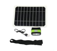 HanOaki Linterna frontal solar recargable por USB con panel de 5 W y control de onda para camping, noche, senderismo, pesca y tareas de patrulla de campo