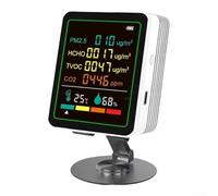 HanOaki Monitor de calidad del aire 6 en 1 | Detecta TVOC, PM2.5, CO2/, formaldehído, temperatura y humedad | Pantalla HD a color de 2.8 pulgadas | USB-C recargable con batería de 1200 mAh (blanco)