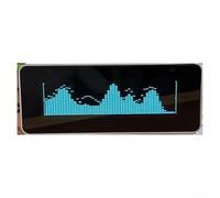 HanOaki O-LED Reloj de pantalla de espectro musical, AK25664_V2.0 con control remoto, alimentado por USB-C, firmware actualizable, con conector de entrada de audio de 3.5 mm (azul)