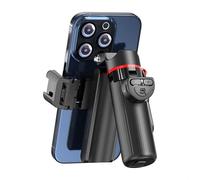 HanOaki Palo selfie portátil y trípode, control remoto BT con zoom, mango de aleación de aluminio, soporte de asistencia para fotos y videos de teléfonos inteligentes (negro 1)