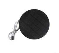 HanOaki Panel solar redondo de 2W 5V, cargador solar portátil de silicio monocristalino con salida USB, cargador móvil ligero al aire libre en negro