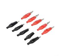 HanOaki Paquete de 10 clips aislados de cocodrilo | Conectores de batería de 5 A con fundas de PVC | Rojo y negro para sondas multímetros, puentes de bajo voltaje, pruebas eléctricas