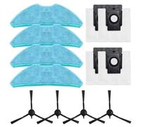 HanOaki Piezas de repuesto para aspiradora robot, paño de fregona de cepillo lateral y kit de recambio de bolsa de polvo para MEDION X50- SW MD 2004, juego de 4 piezas de microfibra de nailon para