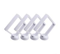 HanOaki Soporte de exhibición de monedas de plástico con diseño flotante 3D con películas transparentes para medallas, joyas, fichas de casino, sellos y coleccionables 10 piezas (blanco)