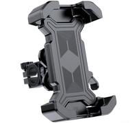 HanOaki Soporte de teléfono para bicicleta, abrazadera de metal resistente, giratoria 360 grados, para entrega de bicicleta de montaña de 22 a 30 mm (manillar negro)