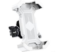 HanOaki Soporte de teléfono para motocicleta, agarre de silicona antivibración, bloqueo de un solo toque para navegación de smartphone Reino Unido (manillar blanco)