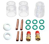 HanOaki TIG Kit de accesorios de soldadura para linterna WP-17/18/26 - 17 piezas incluye lente de gas 3/32 pulgadas #12 taza calefactora, anillos de sellado, mandriles y juntas, para sistemas de