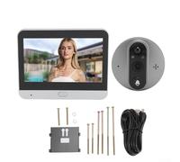 HanOaki Timbre de puerta de video inalámbrico, cámara de mirilla 1080P HD con lente gran angular, visor de puerta digital de 4.3 pulgadas con sensor PIR para seguridad del hogar, plateado