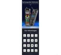 HanOaki ZL128B - Multímetro digital 9999 conteos True RMS pantalla LCD con detección de voltaje NCV, sonda de temperatura, corriente CA CC y probador de resistencia para uso eléctrico e industrial