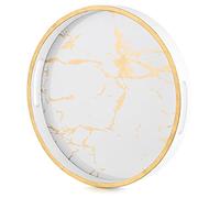 Hanobe Bandeja de café Decorativa Redonda: Bandeja Circular para Servir con patrón de mármol con Asas, bandejas de Mesa de café para Sala de Estar, Bar, Bebida, Fiesta, Cocina, hogar, Color Blanco