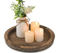 Hanobe Bandeja de Madera para portavelas: Placa Redonda Decorativa para Velas, Centro de Mesa de Granja, bandejas de Madera rústica, para Navidad, Boda, Halloween, decoración del hogar