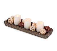Hanobe Bandeja de Madera rústica para Velas: portavelas Decorativos, Plato Largo para Velas de Granja, Mesa de café, bandejas rectangulares para Velas de Pilar para decoración del hogar