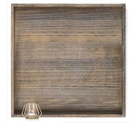 Hanobe - Bandeja de Servicio de Madera Grande, Vintage, marrón, Oscuro, bandejas, Decorativas, XXL, Asas para salón, Mesa Baja, puf, 56 cm, Bandeja Cuadrada, decoración para el Centro de Mesa para el