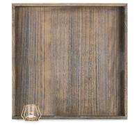 Hanobe - Bandeja de servicio de madera grande, vintage, marrón, oscuro, bandejas, decorativas, XXL, asas para salón, mesa baja, puf, 56 cm, bandeja cuadrada, decoración para el centro de mesa para el