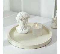 Hanobe Bandeja decorativa para mesa de café: bandeja otomana redonda para sala de estar de 12 pulgadas, organizador moderno de mesa de comedor, decoración, tocador, entrada, encimera, color blanco