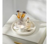 Hanobe Bandeja decorativa para mesa de café: bandeja otomana redonda para sala de estar de 12 pulgadas, organizador moderno de mesa de comedor, decoración, tocador, entrada, encimera, color blanco