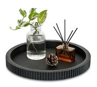 Hanobe Bandeja Decorativa para Mesa de café: bandejas Negras para Centro de Mesa para decoración del hogar, decoración Moderna de Madera Redonda de 12 Pulgadas para Sala de Estar, Comedor, Cocina