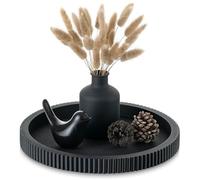 Hanobe Bandeja Decorativa para Mesa de café: bandejas Negras para Centro de Mesa para decoración del hogar, decoración Moderna de Madera Redonda de 12 Pulgadas para Sala de Estar, Comedor, Cocina