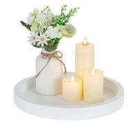 Hanobe Bandeja Decorativa para Mesa de café: bandejas rústicas Redondas para Centro de Mesa otomano, decoración del hogar, 28 cm, pequeñas Decoraciones de Madera, Organizador de Esquina para Sala de