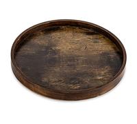Hanobe Bandeja decorativa para mesa de centro: bandeja de madera marrón, bandejas redondas de madera rústicas, círculo, centro de mesa, candelabro para decoración del hogar, mostrador otomano, organizador de sala de estar, 12 pulgadas