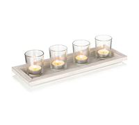 Hanobe Bandeja Decorativa para portavelas: bandejas rectangulares de Madera rústica, Plato de candelabro de Granja, Centro de Mesa, Placa Larga y Estrecha para Cocina, Mesa de café, decoración del