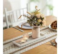 Hanobe Bandeja Decorativa para portavelas: bandejas rectangulares de Madera rústica, Plato de candelabro de Granja, Centro de Mesa, Placa Larga y Estrecha para Cocina, Mesa de café, decoración del