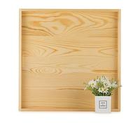 Hanobe Bandeja decorativa para servir grande: bandeja de madera, cuadrada, extra grande, rústica, madera natural, bandeja decorativa con asa, bandejas para servir, XXL, para otomana, salón, cocina, 55