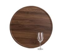 Hanobe Bandeja grande otomana para servir: bandeja redonda de madera de nogal decorativa para mesa de café, círculo rústico, tabla de charcutería grande, decoración del hogar para sala de estar, 45 cm